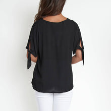 Jet Nika Crepe Tied Short Sleeve V-Neck Blouse