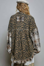 Allover Print Pattern Raw-Edge Fringe Trim Shirt Jacket: CHOCO MULTI / L