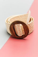 Black Wooden Buckle Rattan Stretch Waist Belt