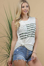 Oatmeal American Flag Camo Sleeveless Top