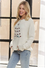 Ivory Round Neck Christmas Tree Sweater