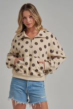 Oatmeal Coffee Polka Dot Half Zip Pullover