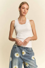 White Rhinestone Lace Trim Sleeveless Davi & Dani Tank Top