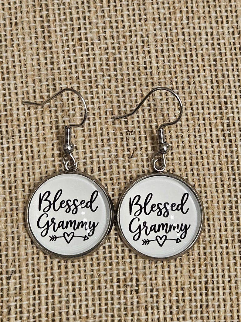Handmade Blessed Grammy Earrings, Allergy Free, Grandma Birthday Gift
