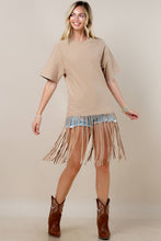 Camel Helen Solid  Fringed  Tunic Top