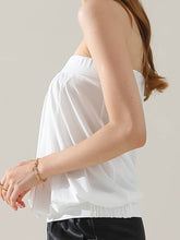 White Basic Sleeveless Pleated Tube Top