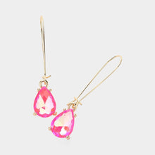 Clear Teardrop Stone Cushion Dangle Earrings
