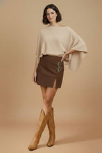 Brown Western Buckle Detail Mini Skirt