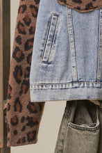 Cheetah Denim Vest with Animal Print Sleeves and Hoodie