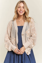 LIGHTWEIGHT FLORAL SWEATER CARDIGAN - CESW3607: IVORY / S-M-L(2-2-2)