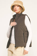 Grey Contrast Zip Cropped Puffer Vest