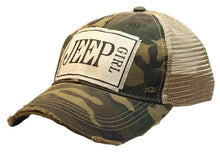 Camo Jeep Girl Distressed Trucker Cap