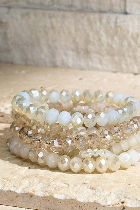 Natural Opal Glass Bead 9 Set Bracelet