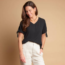 Jet Nika Crepe Tied Short Sleeve V-Neck Blouse