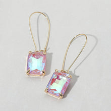 Lavender Emerald Cut Stone Dangle Evening Earrings