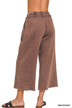 Crop Eggplant Acid Wash Fleece Palazzo Sweatpants With Pockets