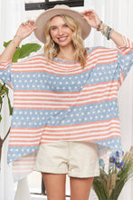 Denim American Flag Thermal Flare Top