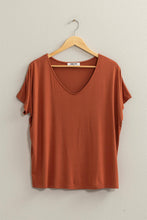 Baked Clay V Neck Dolman Short Sleeve Top