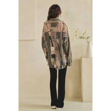 Charcoal Washed Button Up Patchwork Mix Long Sleeve Oli+Hali Shirt