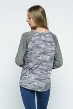 Grey Camo Knit Baseball Tee