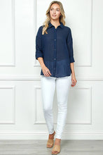 Black Oversize Sheer Button Down Top