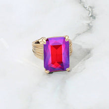 Black Emerald Cut Stone Adjustable Ring