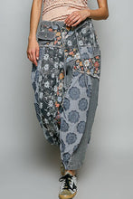 Black Jacquard Floral Twill Patch Waist Loop Jogger POL Pants
