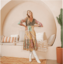 Gravel A-Line Patchwork Midi Dress