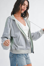 Blue Striped Zip Hoodie