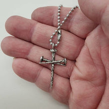 Rustic Nail Cross Necklace on Ball Chain