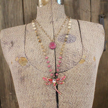 Silent Whispers Dragonfly Bling Shades Of Pink Layered Necklace