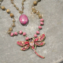 Silent Whispers Dragonfly Bling Shades Of Pink Layered Necklace