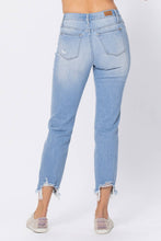 Light Mid Rise Destroyed Hem Boyfriend Judy Blue Jeans
