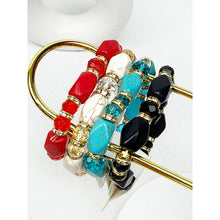 Bold Stones and Beads Mixed Adjustable Stretch Bracelet: MIX COLOR / ONE(12)