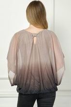 Stone Brown Ombre Glitter Chiffon Ponch Blouse