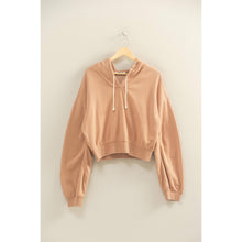 Dark Taupe V-Neck Drawstring Detail Long Sleeve Crop HYFVE Hoodie