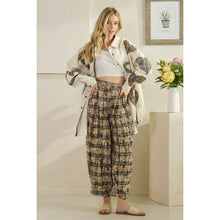 Sand Combo Washed Plaid Wide Leg Oli+Hali Pants