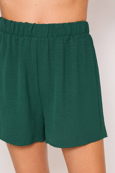 Hunter Green Summer Elastic Waist Airflow Shorts
