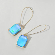 Multi Emerald Cut Stone Dangle Evening Earrings
