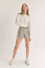 Taupe Black Yellow Plaid Pleated Shorts