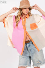 Multi Color Block Gauzy Button Down Sage+Fig Blouse
