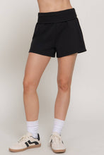 Black Contrast Folded Waistband Sweat Shorts