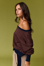 Navy Camel Amira Striped Lounge Sweatshirt