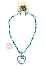 Rhinestone heart necklace: Fuchsia