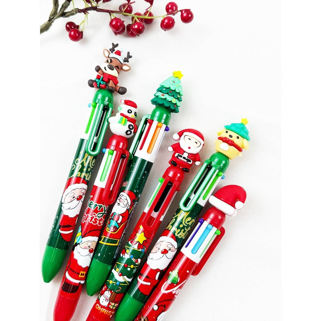 Christmas Theme Multi Color Ballpoint Pen: MIX COLOR / ONE(12)