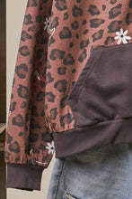 Brown Zip-Up Hoodie with Floral Embroidery Jacket
