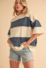 Pineapple Navy Polly Color Block Top