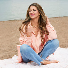 Peach Button Up Top Aaliyah Gauze Long Sleeve