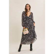 Black Multi Stunner Twisted Front Floral Midi Dress