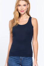 Navy Racerback Rib Knit Tank Top